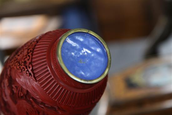 A Chinese cinnabar lacquer vase, mid 20th century, 23cm